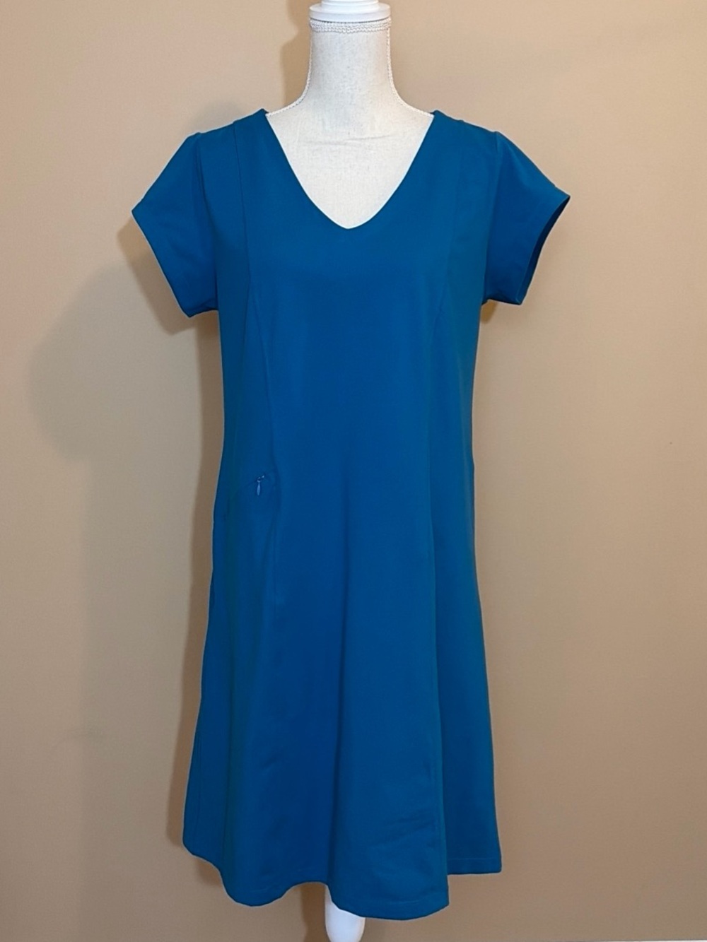 Toad & Co Large Teal Aquaculture Short Sleeve Athletic Performance Dress
